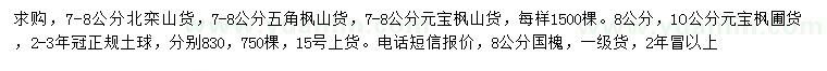 求購北欒、五角楓、元寶楓等