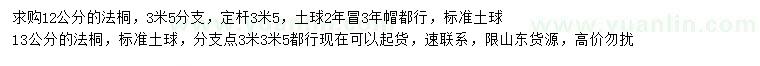 求購12、13公分法桐