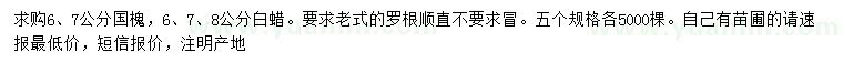 求購6、7公分國槐、6、7、8公分白蠟