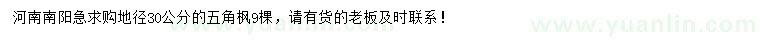 求購地徑30公分五角楓