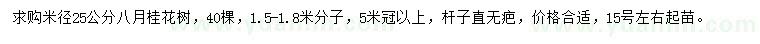 求購(gòu)米徑25公分八月桂