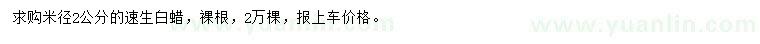求購米徑2公分速生白蠟