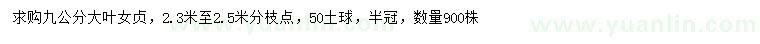 求購(gòu)9公分大葉女貞