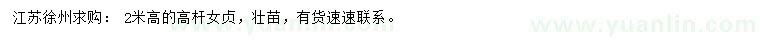 求購高2米高桿女貞