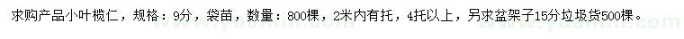 求購9公分小葉欖仁、15公分盆架子