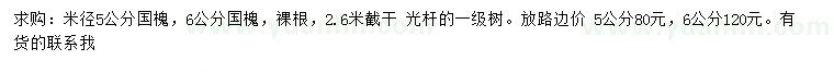 求購米徑5、6公分國槐