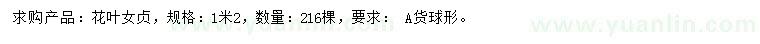 求購1.2米花葉女貞