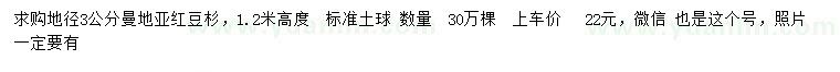 求購地徑3公分曼地亞紅豆杉