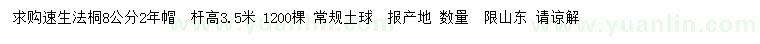 求購8公分速生法桐