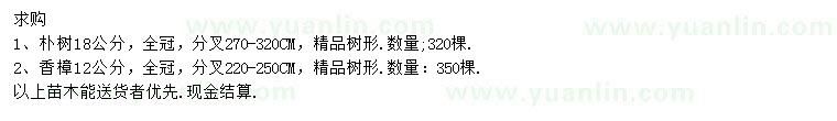 求購(gòu)18公分樸樹、12公分香樟