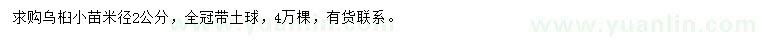 求購(gòu)米徑2公分烏桕