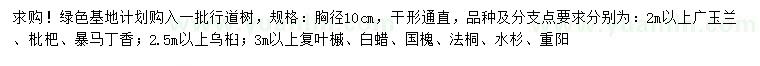 求購廣玉蘭、枇杷、暴馬丁香等