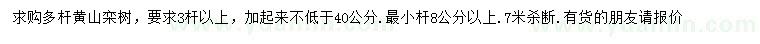求購多桿黃山欒樹