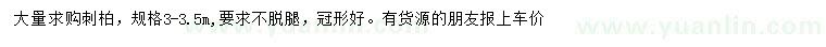 求購3-3.5米刺柏