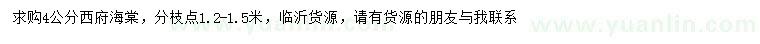 求購4公分西府海棠