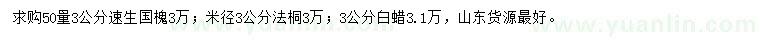 求購速生國槐、法桐、白蠟