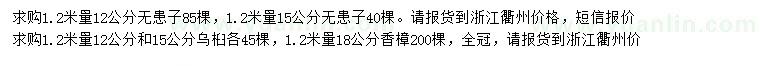 求購1.2米量12、15公分無患子、烏桕