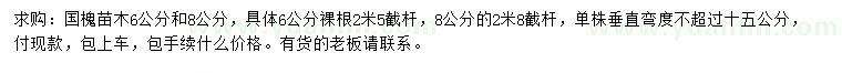 求購(gòu)6、8公分國(guó)槐