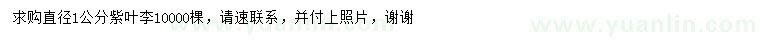 求購直徑1公分紫葉李