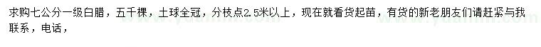 求購(gòu)7公分白臘