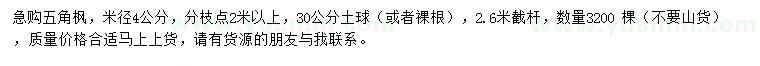 求購(gòu)米徑4公分五角楓