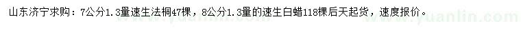 求購1.3量7公分速生法桐、8公分速生白蠟