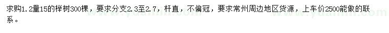 求購1.2量15公分櫸樹