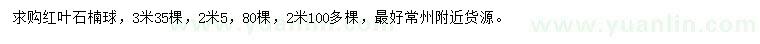 求購2、2.5、3米紅葉石楠球