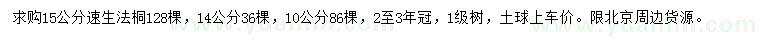 求購10、14、15公分速生法桐
