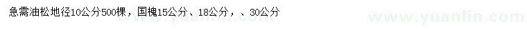 求購(gòu)地徑10公分油松、15、18、30公分國(guó)槐