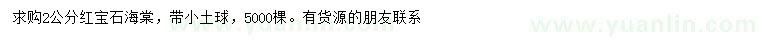 求購2公分紅寶石海棠