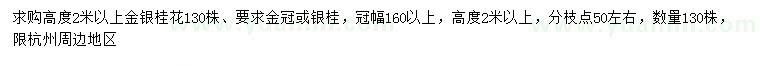 求購高2米以上金、銀桂花