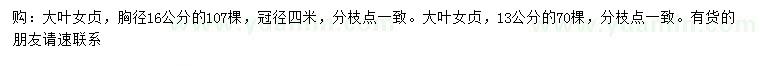 求購胸徑16公分