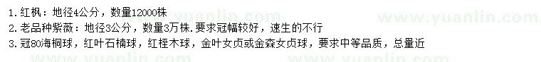 求購紅楓、老紫薇、海桐等