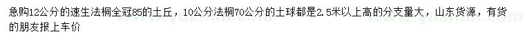 求購12公分速生法桐、10公分法桐