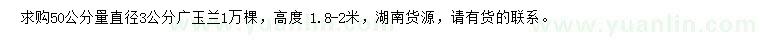 求購50公分量直徑3公分廣玉蘭
