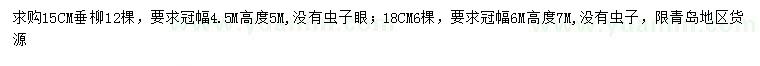 求購15、18公分垂柳