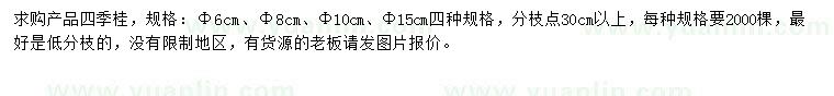 求購6、8、10、15公分四季桂