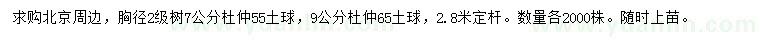 求購胸徑7、9公分杜仲