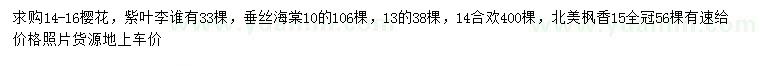求購櫻花、紫葉李、垂絲海棠等