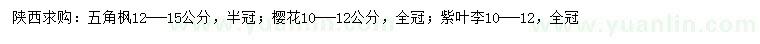 求購五角楓、櫻花、紫葉李