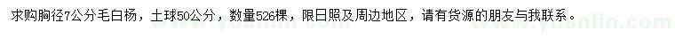 求購(gòu)胸徑7公分毛白楊
