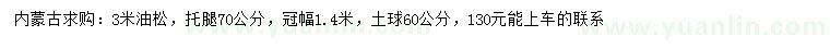 求購(gòu)3米油松