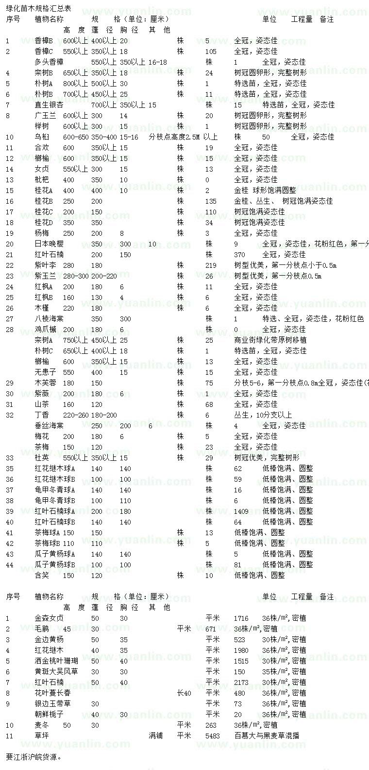 求購香樟、欒樹、樸樹等
