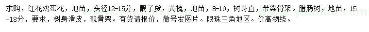 求購紅花雞蛋花、黃槐、臘腸樹