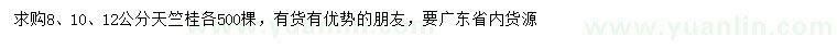 求購8、10、12公分天竺桂
