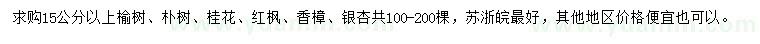求購(gòu)榆樹(shù)、樸樹(shù)、桂花等