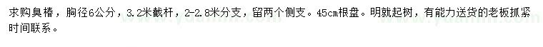 求購胸徑6公分臭椿