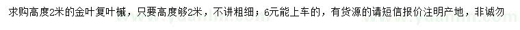 求購(gòu)高2米金葉復(fù)葉槭