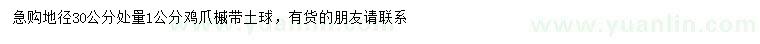 求購30公分量1公分雞爪槭